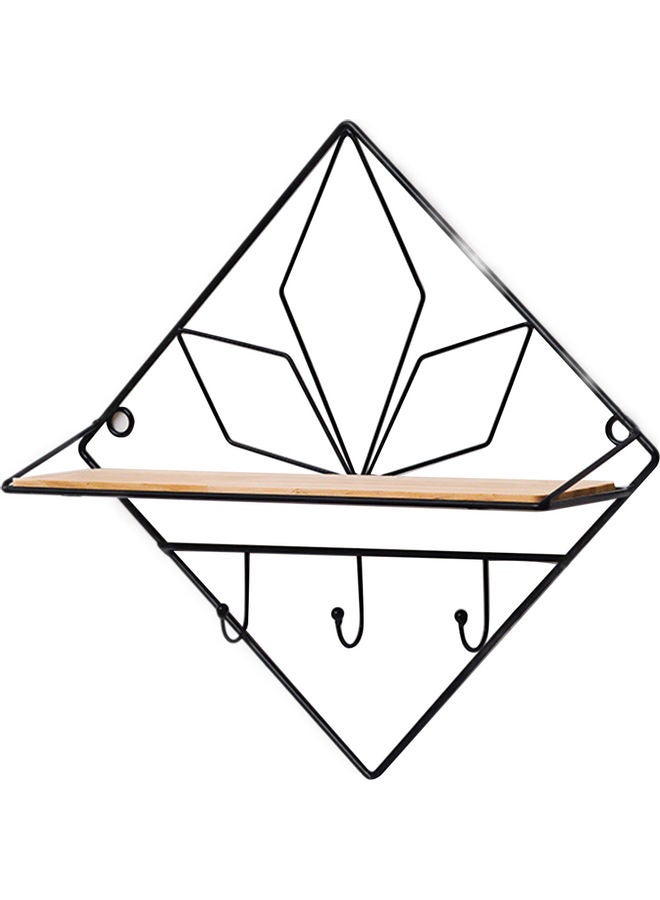 Generic - Rhombus Shaped Creative Wall Shelf Black/Beige - Image 1