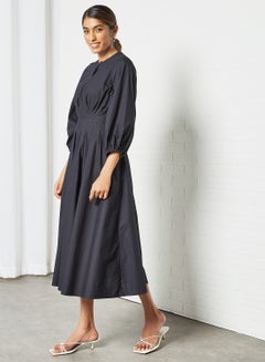 Pleat Detailed Dress Navy