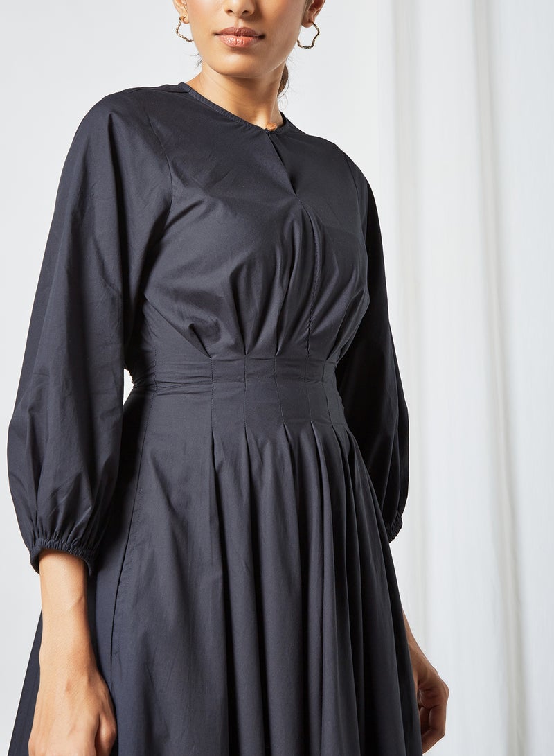 CORD - Pleat Detailed Dress Navy - Image 1