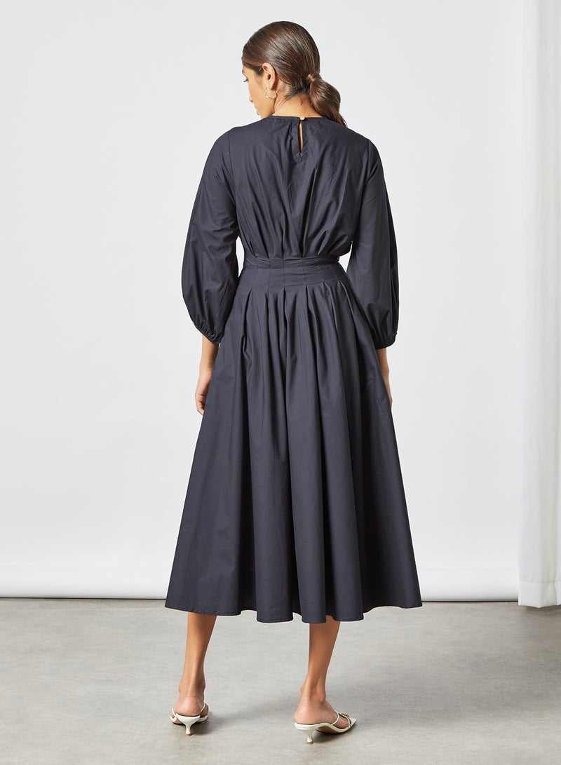 CORD - Pleat Detailed Dress Navy - Image 1