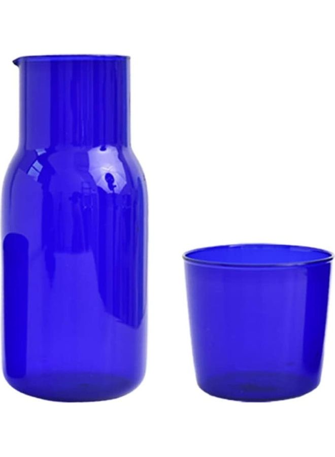 XiuWoo Night Carafe Pitcher and Tumbler Glass Set Blue - Image 1