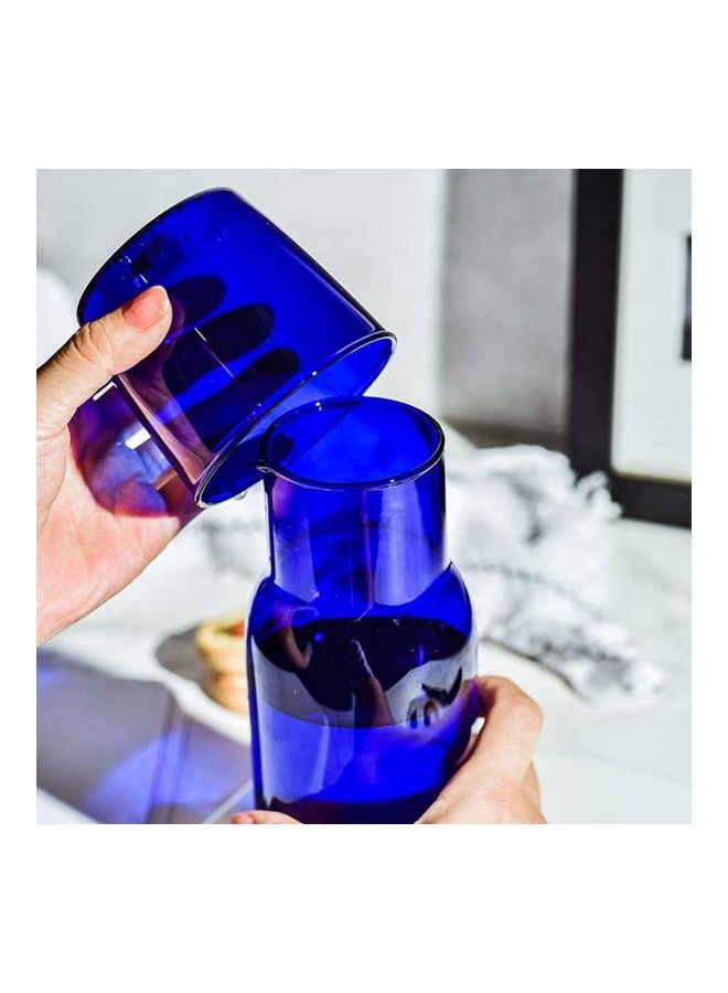 XiuWoo Night Carafe Pitcher and Tumbler Glass Set Blue - Image 2
