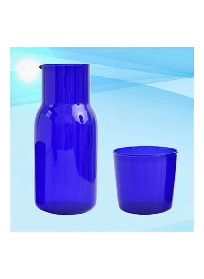 XiuWoo Night Carafe Pitcher and Tumbler Glass Set Blue - Image 4