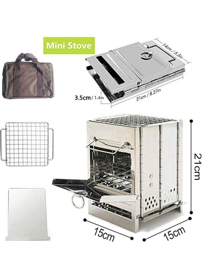 XiuWoo Portable Folding Stainless Steel Wood Burning Camping Stove with Bag, Net and Plate 21 x 15 x 15cm  - Image 4