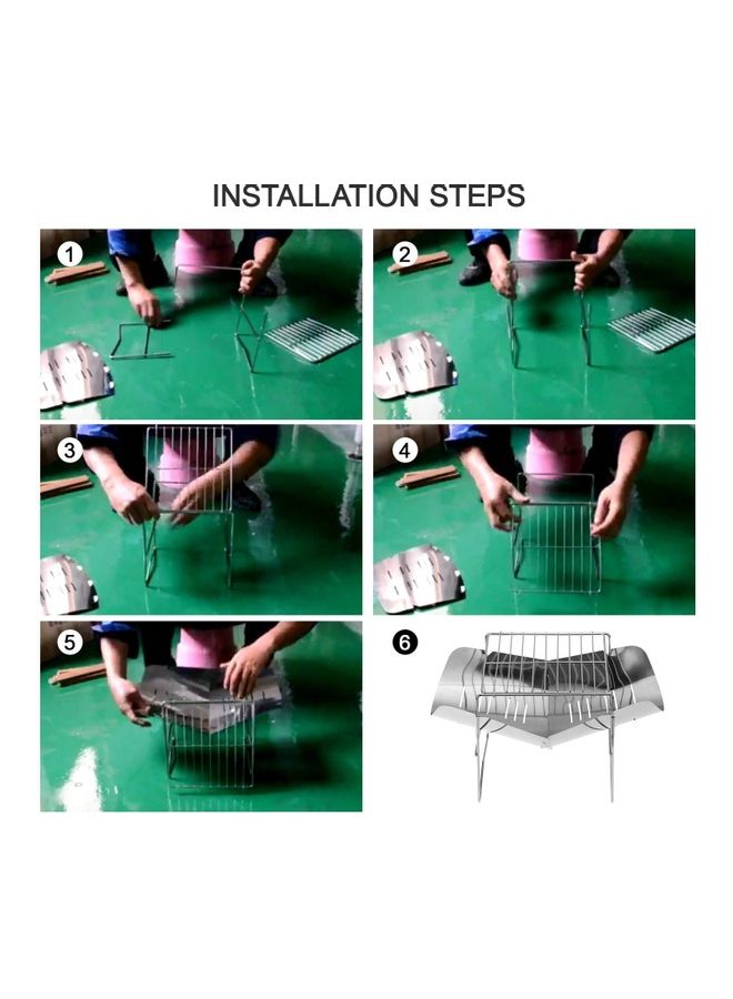 2-in-1 Portable Folding Stainless Steel Barbecue Grill Camp Firepit Outdoor Camping Backpakcing Wood Burning Stove One Size