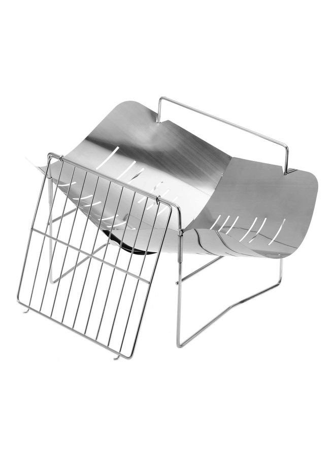 2-in-1 Portable Folding Stainless Steel Barbecue Grill Camp Firepit Outdoor Camping Backpakcing Wood Burning Stove One Size
