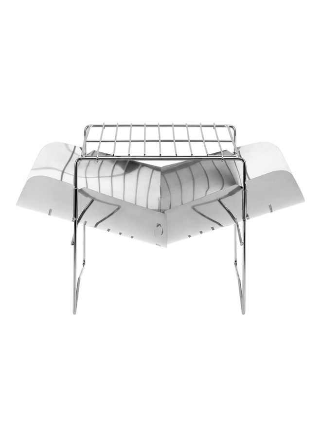 2-in-1 Portable Folding Stainless Steel Barbecue Grill Camp Firepit Outdoor Camping Backpakcing Wood Burning Stove One Size