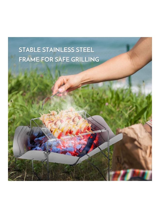 2-in-1 Portable Folding Stainless Steel Barbecue Grill Camp Firepit Outdoor Camping Backpakcing Wood Burning Stove One Size