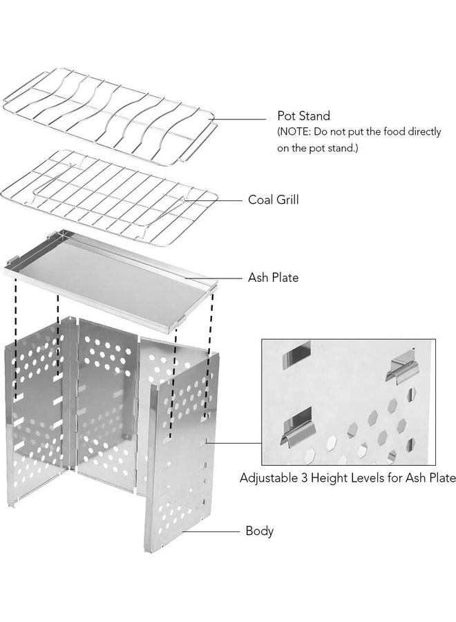 XiuWoo Portable Folding Stainless Steel Outdoor Wood Burning Camp Stove with Net and Bag 30 x 30 x 18cm  - Image 3