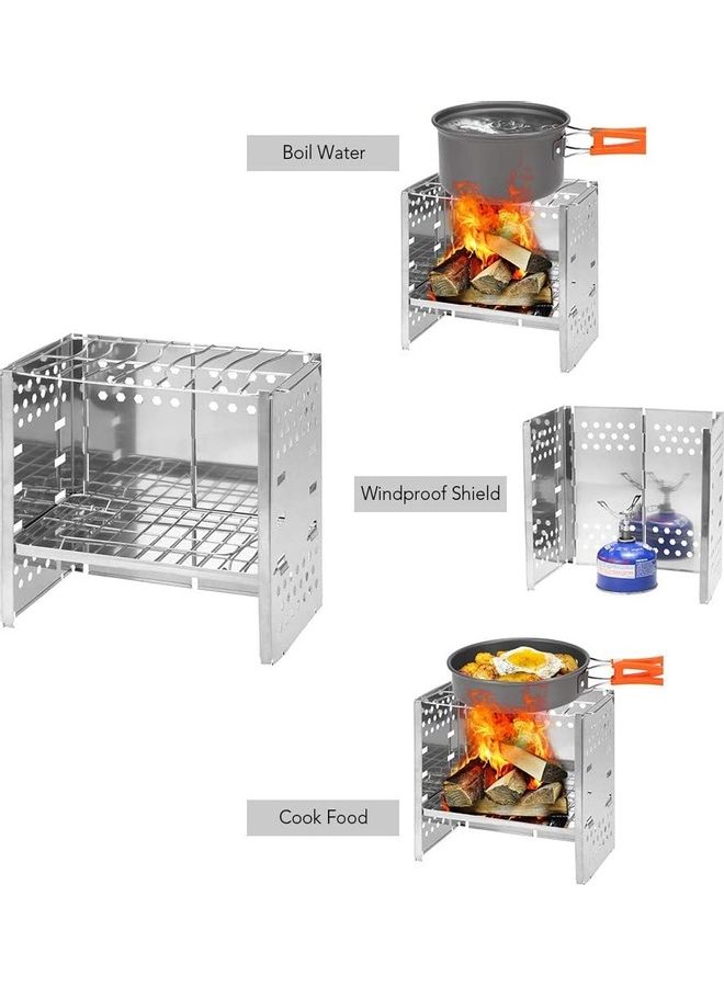 XiuWoo Portable Folding Stainless Steel Outdoor Wood Burning Camp Stove with Net and Bag 30 x 30 x 18cm  - Image 4