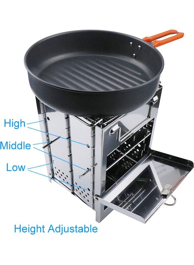 XiuWoo Portable Folding Stainless Steel Wood Burning Camping Stove with Bag 8.27 x 5.5inch  - Image 2