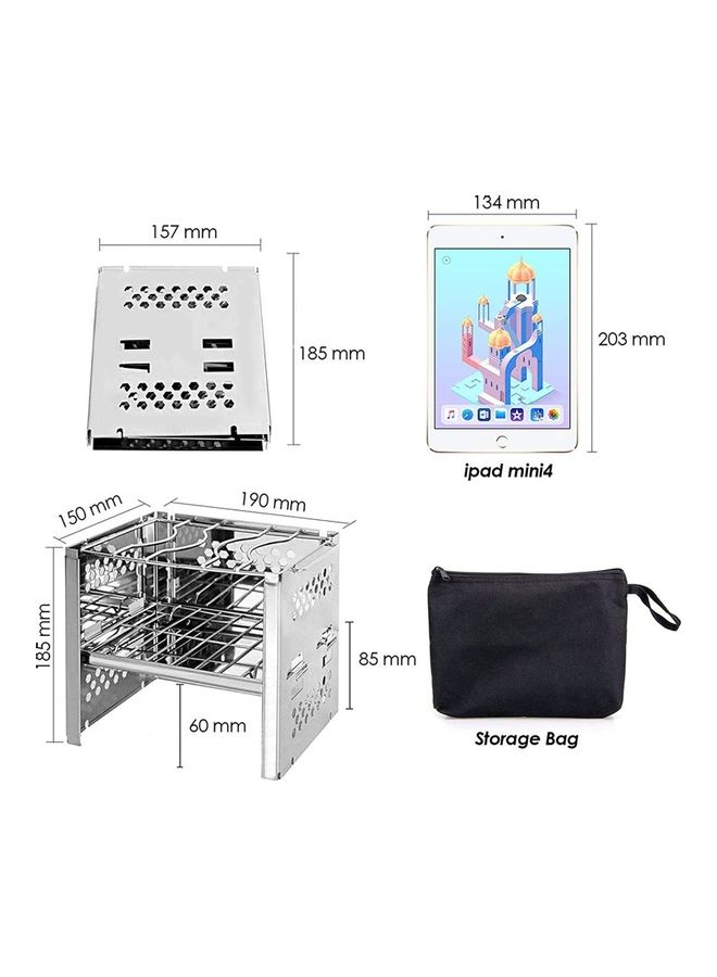 XiuWoo Portable Folding Stainless Steel Wood Burning Camping Stove with Storage Bag 190 x 185 x 150mm  - Image 2