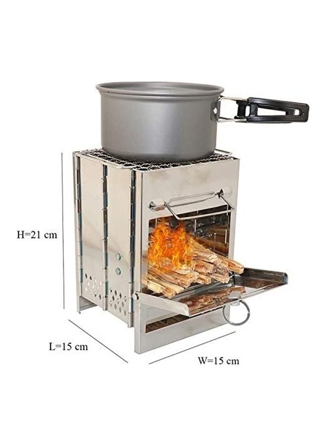 XiuWoo Portable Folding Stainless Steel Outdoor Wood Burning Camp Stove with Bag 21 x 15 x 15cm  - Image 2