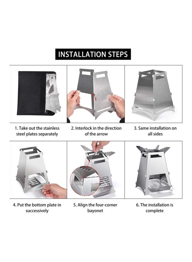 XiuWoo Stainless Steel Folding Camping Wood Stove with Bag 24.5 x 16.5 x 16.5cm  - Image 5