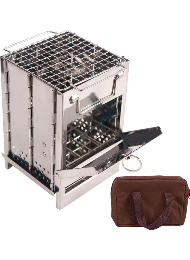 XiuWoo Potable Folding Stainless Steel Wood Burning Camp Stove with Storage bag - Image 1