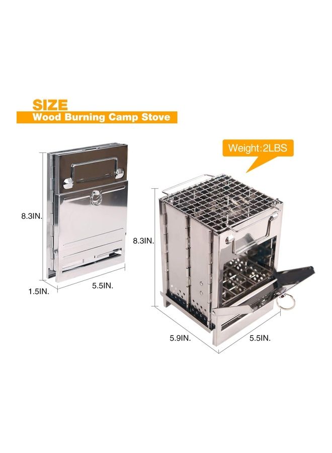 XiuWoo Potable Folding Stainless Steel Wood Burning Camp Stove with Storage bag - Image 3