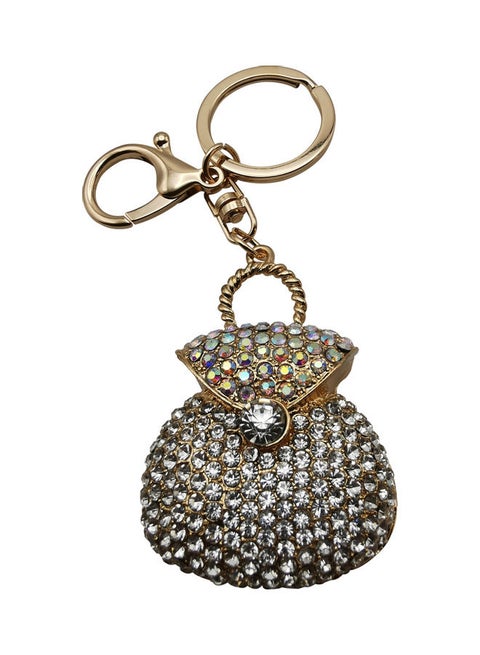 Stylish Design Key Chain Gold/Clear