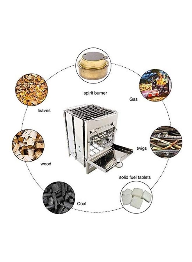 XiuWoo Potable Folding Stainless Steel Wood Burning Camp Stove Silver  - Image 2