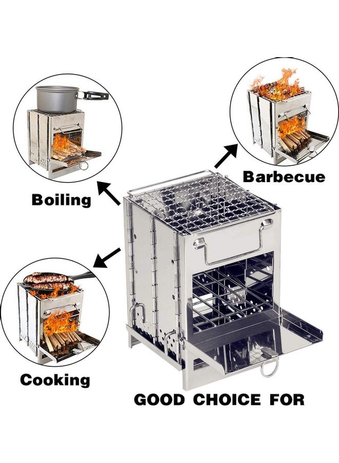 XiuWoo Potable Folding Stainless Steel Wood Burning Camp Stove Silver  - Image 3