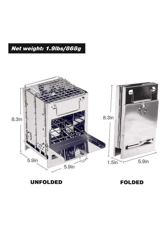 XiuWoo Potable Folding Stainless Steel Wood Burning Camp Stove Silver  - Image 5