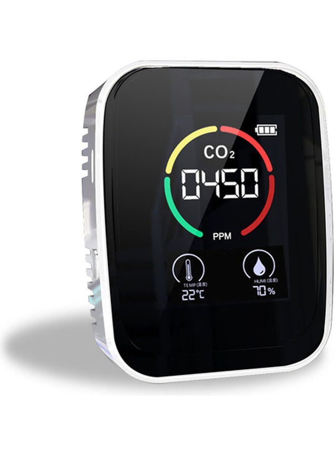 كاشف ثاني أكسيد الكربون مع شاشة LED أبيض/ أسود