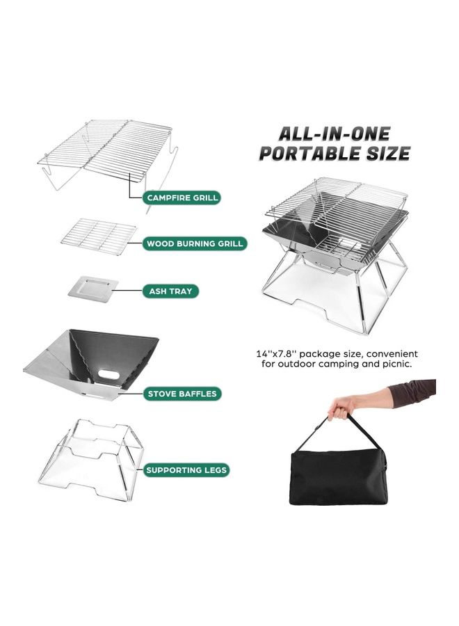 XiuWoo Folding Portable Wood Burning Stainless Steel BBQ Grill Stove with Storage Bag  - Image 3