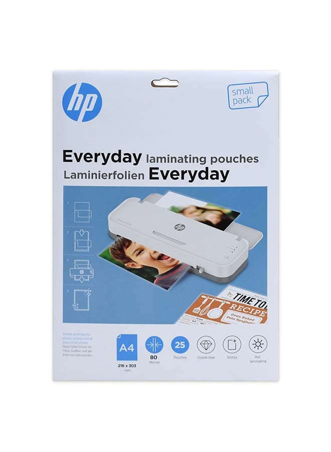 HP 25-Piece A4 Laminating Pouch White - Image 1