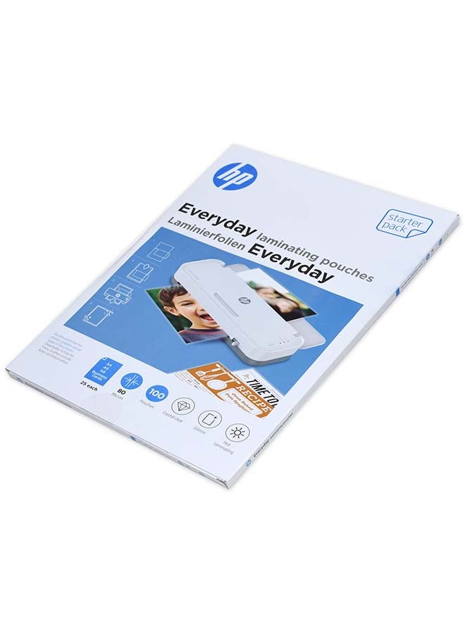 HP - A6 A5 A4 B Card Laminating Pouch Starter Set White - Image 1
