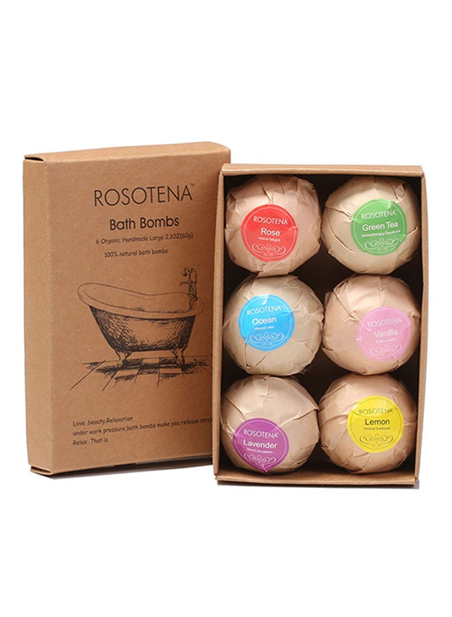ROSOTENA 6-Piece Sea Salts Bath Bomb Set Multicolour 60grams  - Image 2