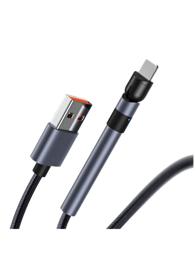 180 ° Rotatable iPhone Fast Charging Cable Black - Image 2