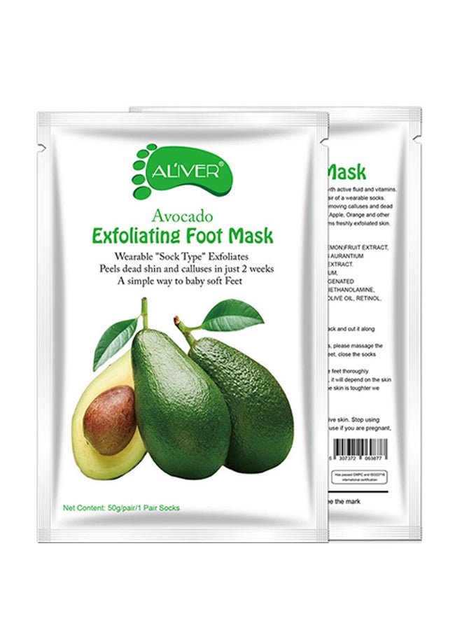 ALIVER Pack of 5 Avocado Exfoliating Foot Peel Mask Green/White 50grams - Image 1