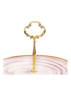AIWANTO 2-Tier Ceramic Cupcake Stand Pink/Gold  - Image 3