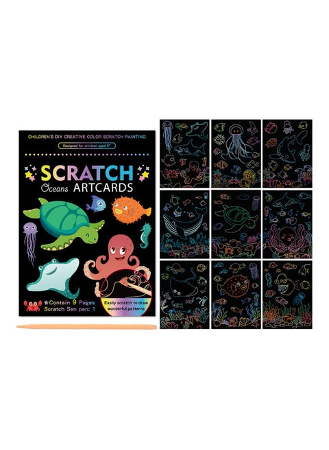 9-Piece DIY Scratch Painting Sheet Set With Pen
