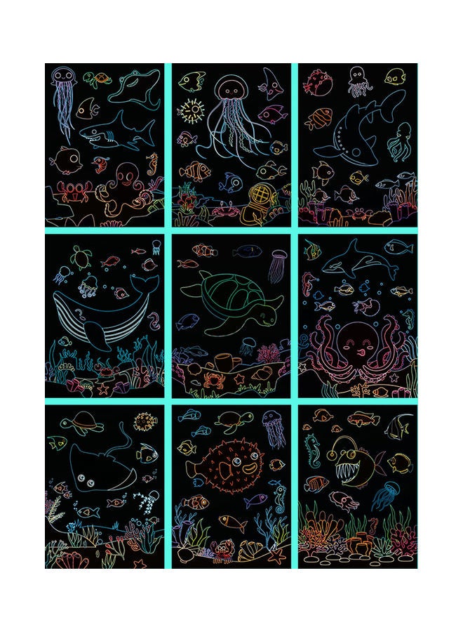 9-Piece DIY Scratch Painting Sheet Set With Pen