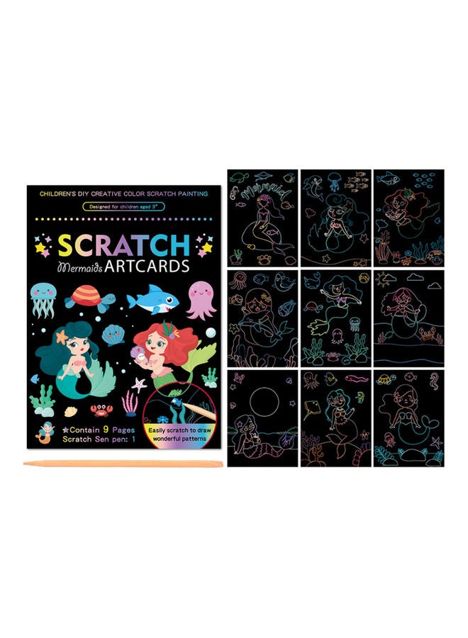 مس تيارا طقم أوراق تلوين سكراتش يمكنك استخدامها بنفسك من 9 قطع مع قلم - Image 1