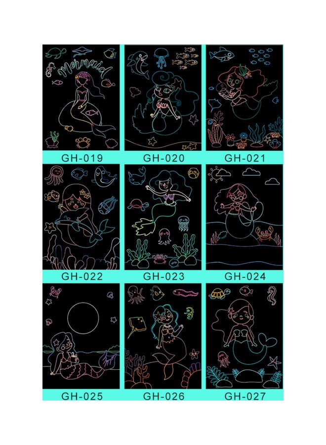 مس تيارا طقم أوراق تلوين سكراتش يمكنك استخدامها بنفسك من 9 قطع مع قلم - Image 2