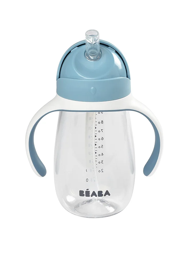 BEABA Baby Straw Cup (Straw Bottle) 300 Ml Blue 8M+