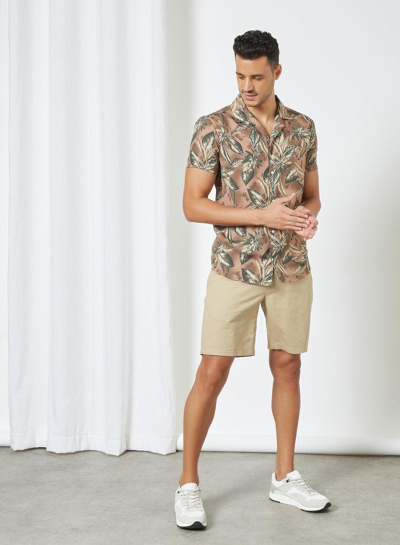 STATE 8 - Tropical Print Shirt Taupe - Image 1