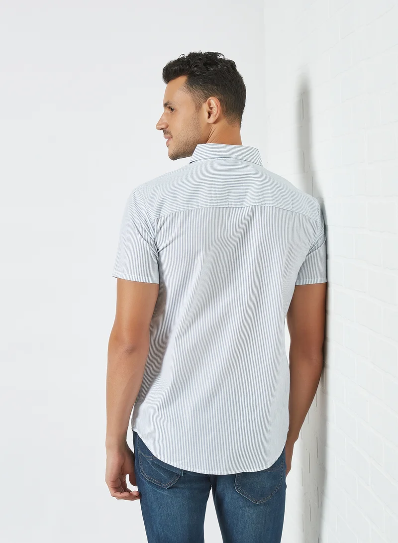 STATE 8 Pinstripe Button Down Shirt Blue