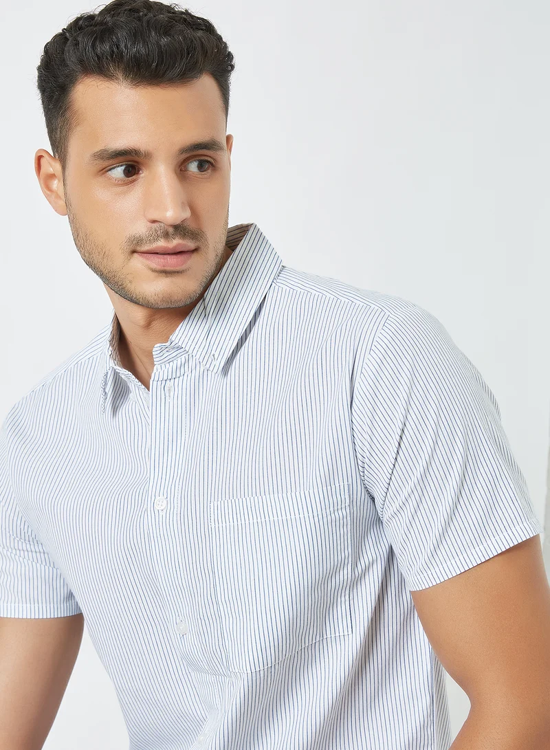 STATE 8 Pinstripe Button Down Shirt Blue