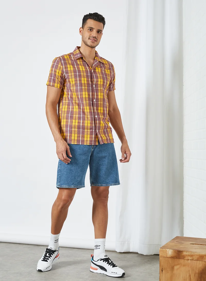 Sivvi x D'Atelier Short Sleeve Check Print Shirt