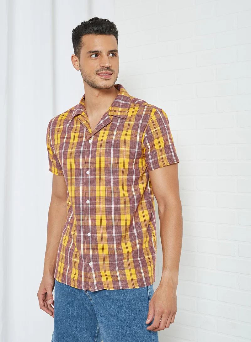 Sivvi x D'Atelier Short Sleeve Check Print Shirt
