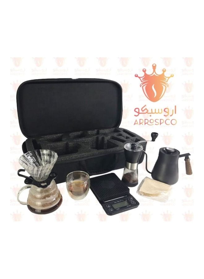طقم ماكينة صنع القهوة بالتقطير أسود/ فضي/ شفاف  - Image 1