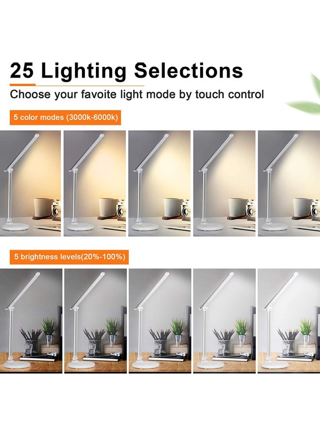 KUYING - LED Desk Lamp With USB Charging Port White - Image 1