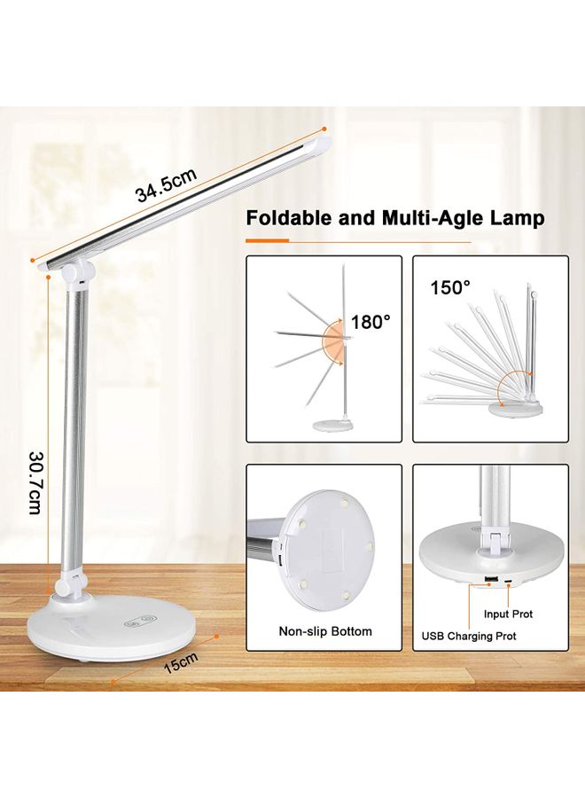 KUYING - LED Desk Lamp With USB Charging Port White - Image 1