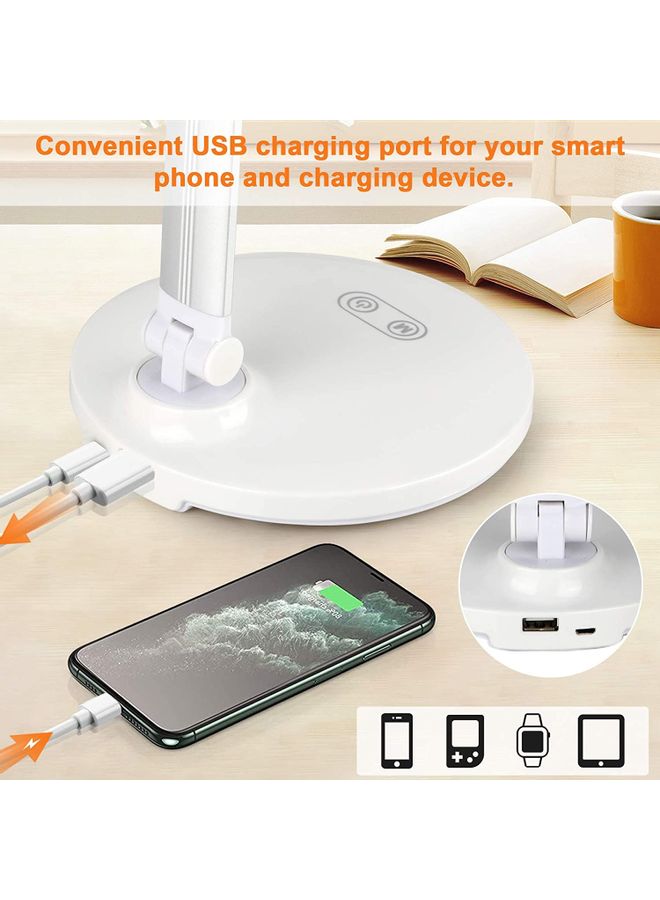 KUYING - LED Desk Lamp With USB Charging Port White - Image 1
