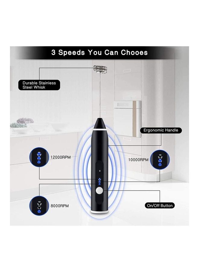 XiuWoo Electric Milk Foam Maker And Whisk Set Black/Silver - Image 2