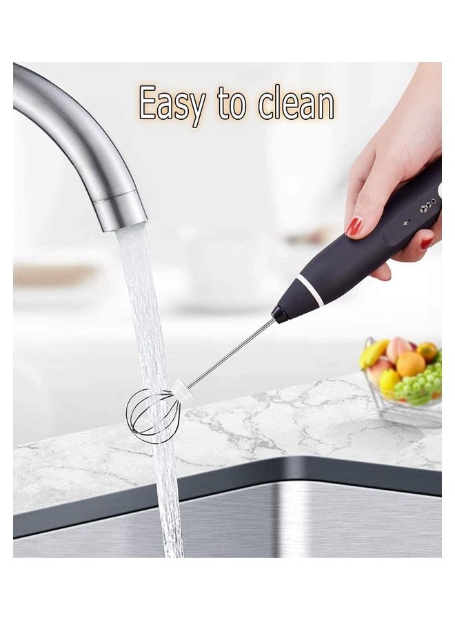 XiuWoo - Handheld Electric Foam Maker And Whisk Set Black/Silver - Image 1