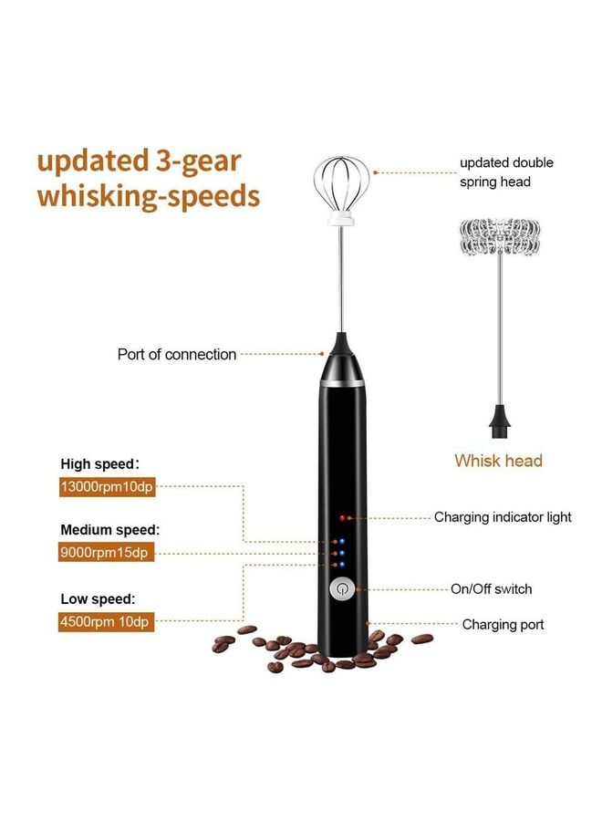 XiuWoo Handheld Electric Foam Maker And Whisk Set Black/Silver - Image 2