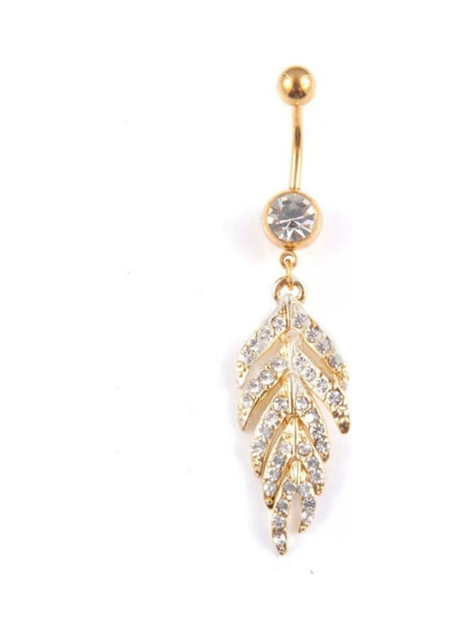 Miracle Empire - Leaf Crystals Piercing Belly Button Ring - Image 1